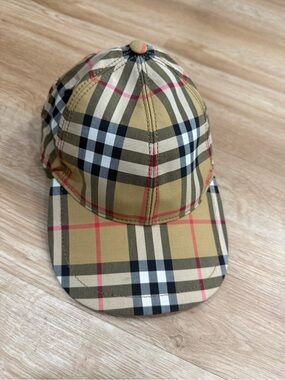 Burberry Classic Plaid  Baseball Cap - Tan/Beige